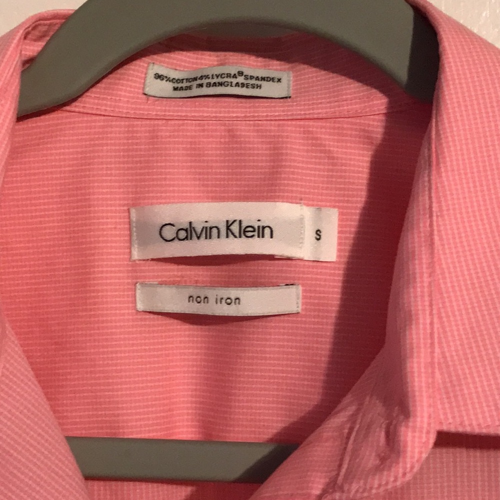 NWOT Calvin Klein Pink Checkered Dress Shirt - Picture 4 of 4
